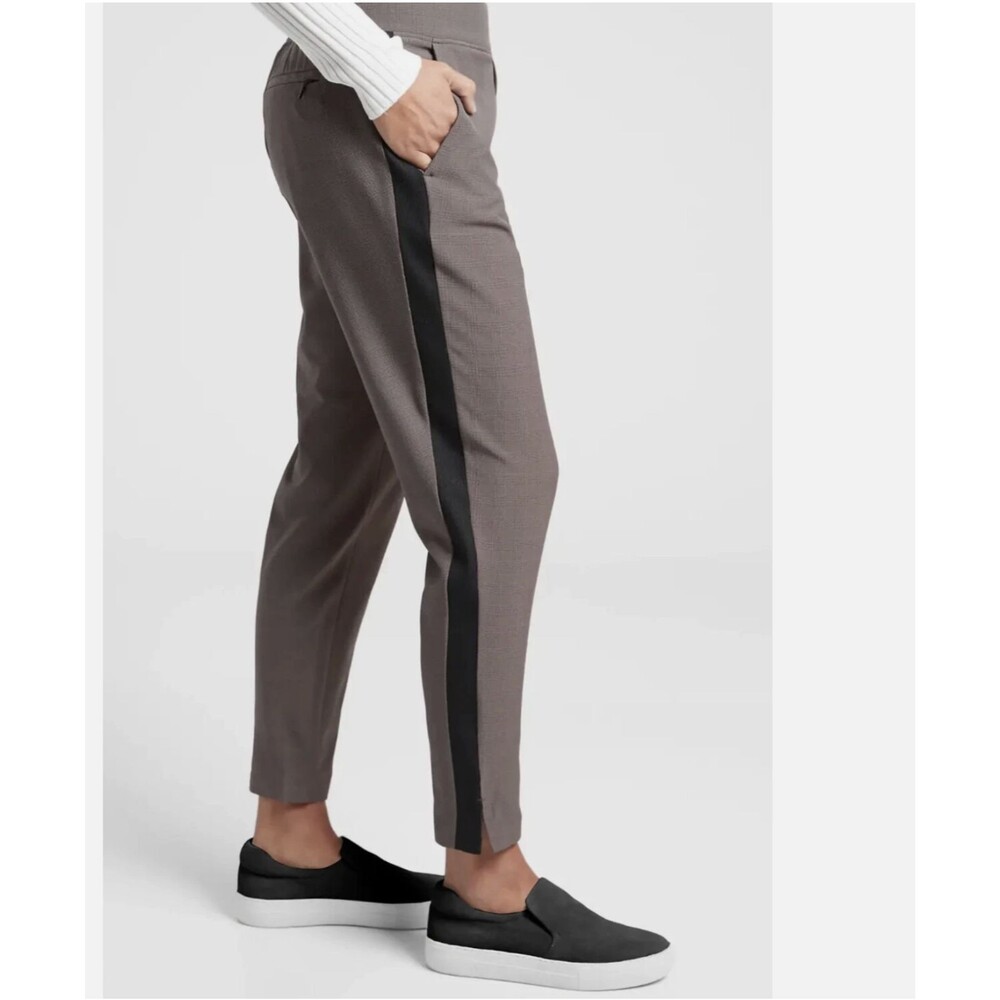 Athleta Brooklyn Ankle Pant Women 6 31x28 Brown Glen Plaid Travel Career Stretch